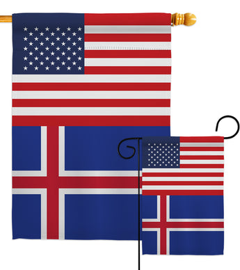 Iceland US Friendship - Nationality Flags of the World Vertical Impressions Decorative Flags HG140400 Made In USA