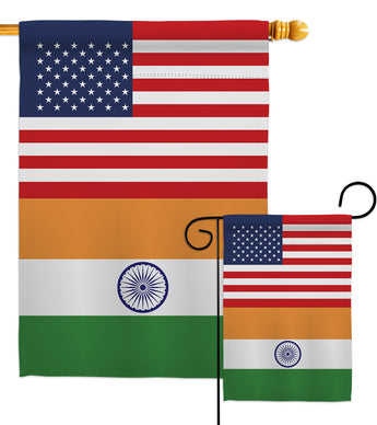 India US Friendship - Nationality Flags of the World Vertical Impressions Decorative Flags HG140401 Made In USA