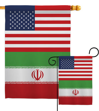 Iran US Friendship - Nationality Flags of the World Vertical Impressions Decorative Flags HG140403 Made In USA