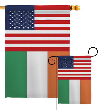 Ireland US Friendship - Nationality Flags of the World Vertical Impressions Decorative Flags HG140405 Made In USA