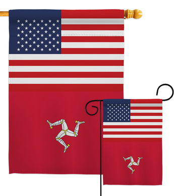Isle of Man US Friendship - Nationality Flags of the World Vertical Impressions Decorative Flags HG140408 Made In USA