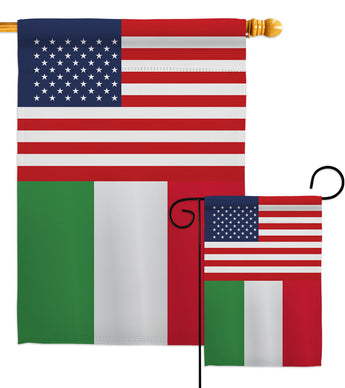 Italy US Friendship - Nationality Flags of the World Vertical Impressions Decorative Flags HG140411 Made In USA