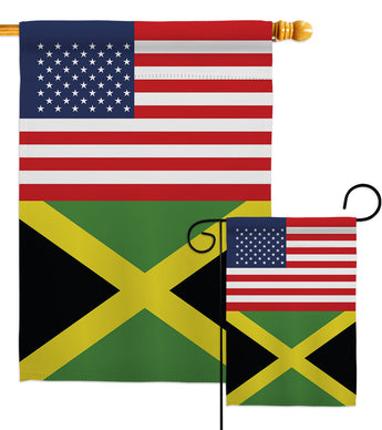 Jamaica US Friendship - Nationality Flags of the World Vertical Impressions Decorative Flags HG140415 Made In USA