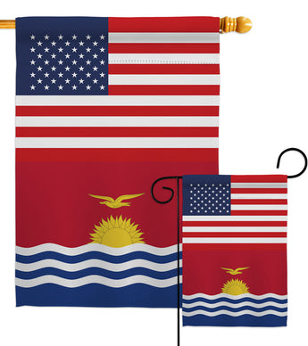 Kiribati US Friendship - Nationality Flags of the World Vertical Impressions Decorative Flags HG140424 Made In USA