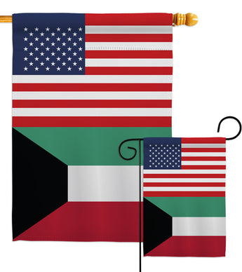 Kuwait US Friendship - Nationality Flags of the World Vertical Impressions Decorative Flags HG140427 Made In USA