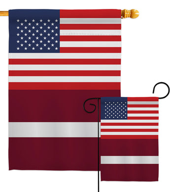 Latvia US Friendship - Nationality Flags of the World Vertical Impressions Decorative Flags HG140430 Made In USA