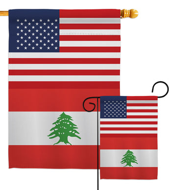 Lebanon US Friendship - Nationality Flags of the World Vertical Impressions Decorative Flags HG140431 Made In USA