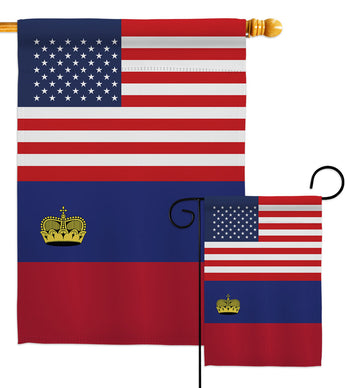 Liechtenstein US Friendship - Nationality Flags of the World Vertical Impressions Decorative Flags HG140435 Made In USA
