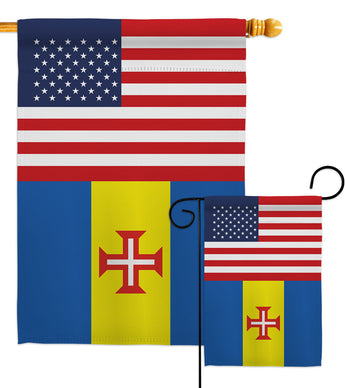 Madeira US Friendship - Nationality Flags of the World Vertical Impressions Decorative Flags HG140441 Made In USA