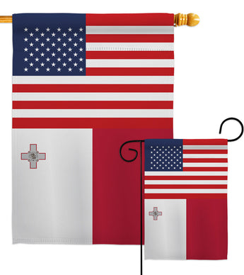 Malta US Friendship - Nationality Flags of the World Vertical Impressions Decorative Flags HG140446 Made In USA