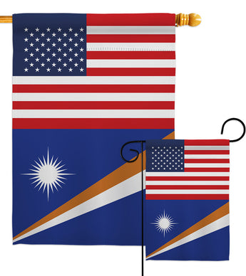 Marshall Islands US Friendship - Nationality Flags of the World Vertical Impressions Decorative Flags HG140447 Made In USA