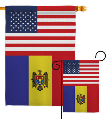 Moldova US Friendship - Nationality Flags of the World Vertical Impressions Decorative Flags HG140453 Made In USA