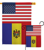 Moldova US Friendship - Nationality Flags of the World Vertical Impressions Decorative Flags HG140453 Made In USA