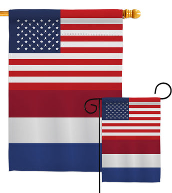 Netherlands US Friendship - Nationality Flags of the World Vertical Impressions Decorative Flags HG140463 Made In USA