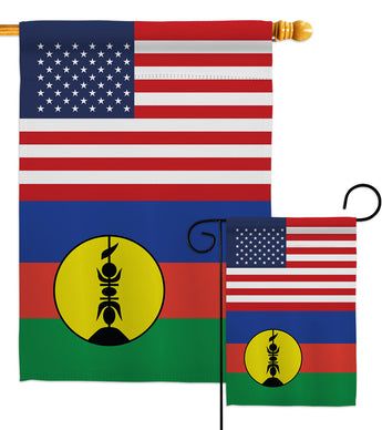 New Caledonia US Friendship - Nationality Flags of the World Vertical Impressions Decorative Flags HG140464 Made In USA