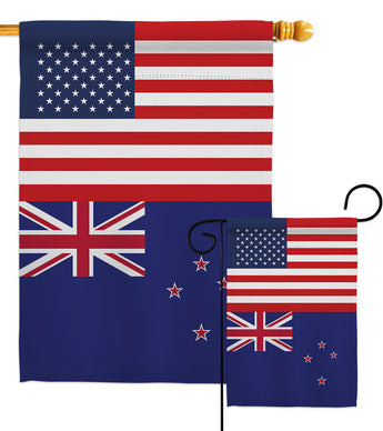 New Zealand US Friendship - Nationality Flags of the World Vertical Impressions Decorative Flags HG140465 Made In USA