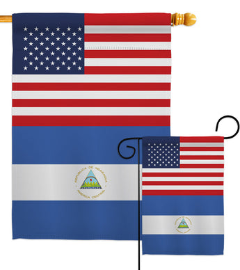 Nicaragua US Friendship - Nationality Flags of the World Vertical Impressions Decorative Flags HG140466 Made In USA