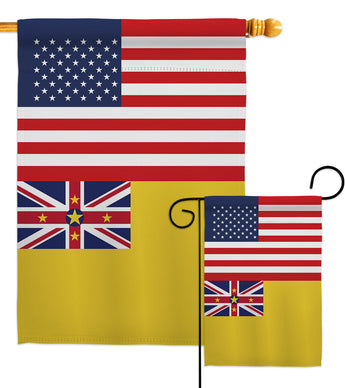 Niue US Friendship - Nationality Flags of the World Vertical Impressions Decorative Flags HG140469 Made In USA
