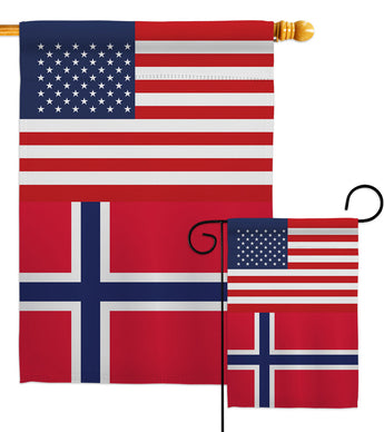 Norway US Friendship - Nationality Flags of the World Vertical Impressions Decorative Flags HG140471 Made In USA