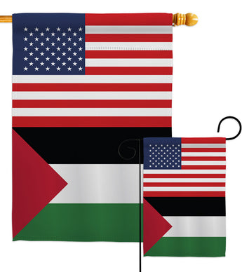 Palestine US Friendship - Nationality Flags of the World Vertical Impressions Decorative Flags HG140478 Made In USA