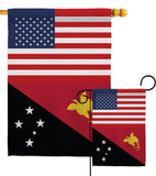 Papua New Guinea US Friendship - Nationality Flags of the World Vertical Impressions Decorative Flags HG140480 Made In USA