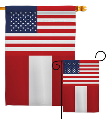 Peru US Friendship - Nationality Flags of the World Vertical Impressions Decorative Flags HG140483 Made In USA