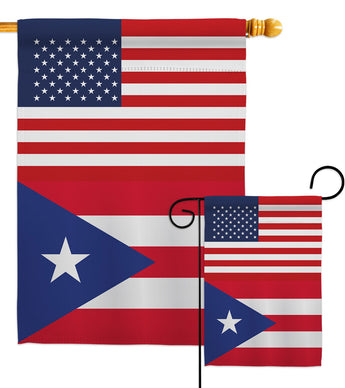 Puerto Rico US Friendship - Nationality Flags of the World Vertical Impressions Decorative Flags HG140489 Made In USA