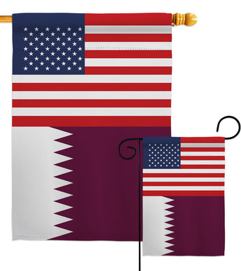 Qatar US Friendship - Nationality Flags of the World Vertical Impressions Decorative Flags HG140490 Made In USA