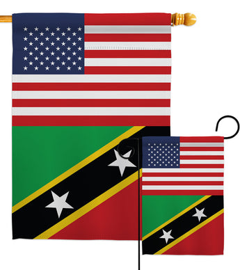 Saint Kitts & Nevis US Friendship - Nationality Flags of the World Vertical Impressions Decorative Flags HG140495 Made In USA