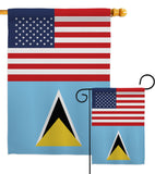 Saint Lucia US Friendship - Nationality Flags of the World Vertical Impressions Decorative Flags HG140496 Made In USA