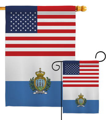 San Marino US Friendship - Nationality Flags of the World Vertical Impressions Decorative Flags HG140500 Made In USA