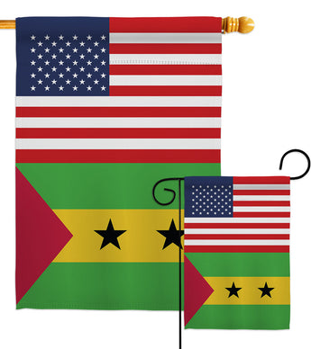 Sao Tome and Principe US Friendship - Nationality Flags of the World Vertical Impressions Decorative Flags HG140638 Made In USA