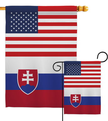 Slovakia US Friendship - Nationality Flags of the World Vertical Impressions Decorative Flags HG140647 Made In USA