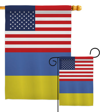 Ukraine US Friendship - Nationality Flags of the World Vertical Impressions Decorative Flags HG140676 Made In USA