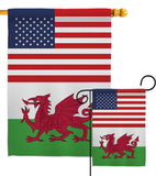 Wales US Friendship - Nationality Flags of the World Vertical Impressions Decorative Flags HG140691 Made In USA