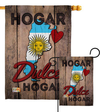 Country Argentina Hogar Dulce Hogar - Nationality Flags of the World Vertical Impressions Decorative Flags HG191163 Made In USA