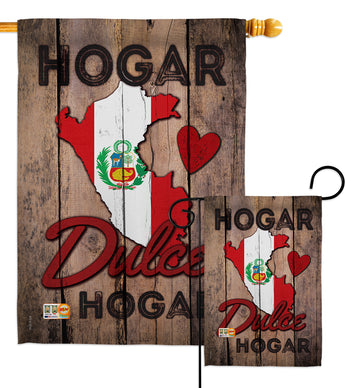 Country Peru Hogar Dulce Hogar - Nationality Flags of the World Vertical Impressions Decorative Flags HG191165 Made In USA