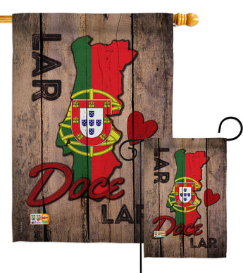 Country Porugal Lar Doce Lar - Nationality Flags of the World Vertical Impressions Decorative Flags HG192028 Made In USA