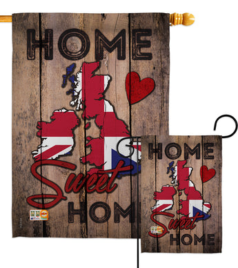 Country UK Home Sweet Home - Nationality Flags of the World Vertical Impressions Decorative Flags HG192030 Made In USA
