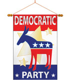 Democratic Party - Nationality Flags of the World Vertical Applique Decorative Flags HG108024