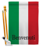 Italy Benvenuti - Nationality Flags of the World Vertical Impressions Decorative Flags HG108435 Made In USA