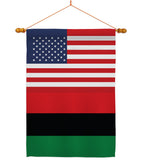 African American US Friendship - Nationality Flags of the World Vertical Impressions Decorative Flags HG140270 Made In USA