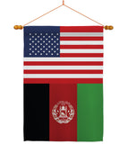 Afghanistan US Friendship - Nationality Flags of the World Vertical Impressions Decorative Flags HG140271 Made In USA