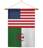 Algeria US Friendship - Nationality Flags of the World Vertical Impressions Decorative Flags HG140274 Made In USA