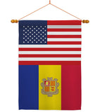 Andorra US Friendship - Nationality Flags of the World Vertical Impressions Decorative Flags HG140275 Made In USA
