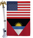 Antigua & Barbuda US Friendship - Nationality Flags of the World Vertical Impressions Decorative Flags HG140278 Made In USA