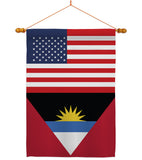 Antigua & Barbuda US Friendship - Nationality Flags of the World Vertical Impressions Decorative Flags HG140278 Made In USA