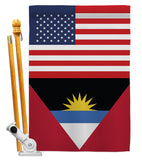 Antigua & Barbuda US Friendship - Nationality Flags of the World Vertical Impressions Decorative Flags HG140278 Made In USA