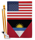 Antigua & Barbuda US Friendship - Nationality Flags of the World Vertical Impressions Decorative Flags HG140278 Made In USA