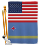 Aruba US Friendship - Nationality Flags of the World Vertical Impressions Decorative Flags HG140283 Made In USA